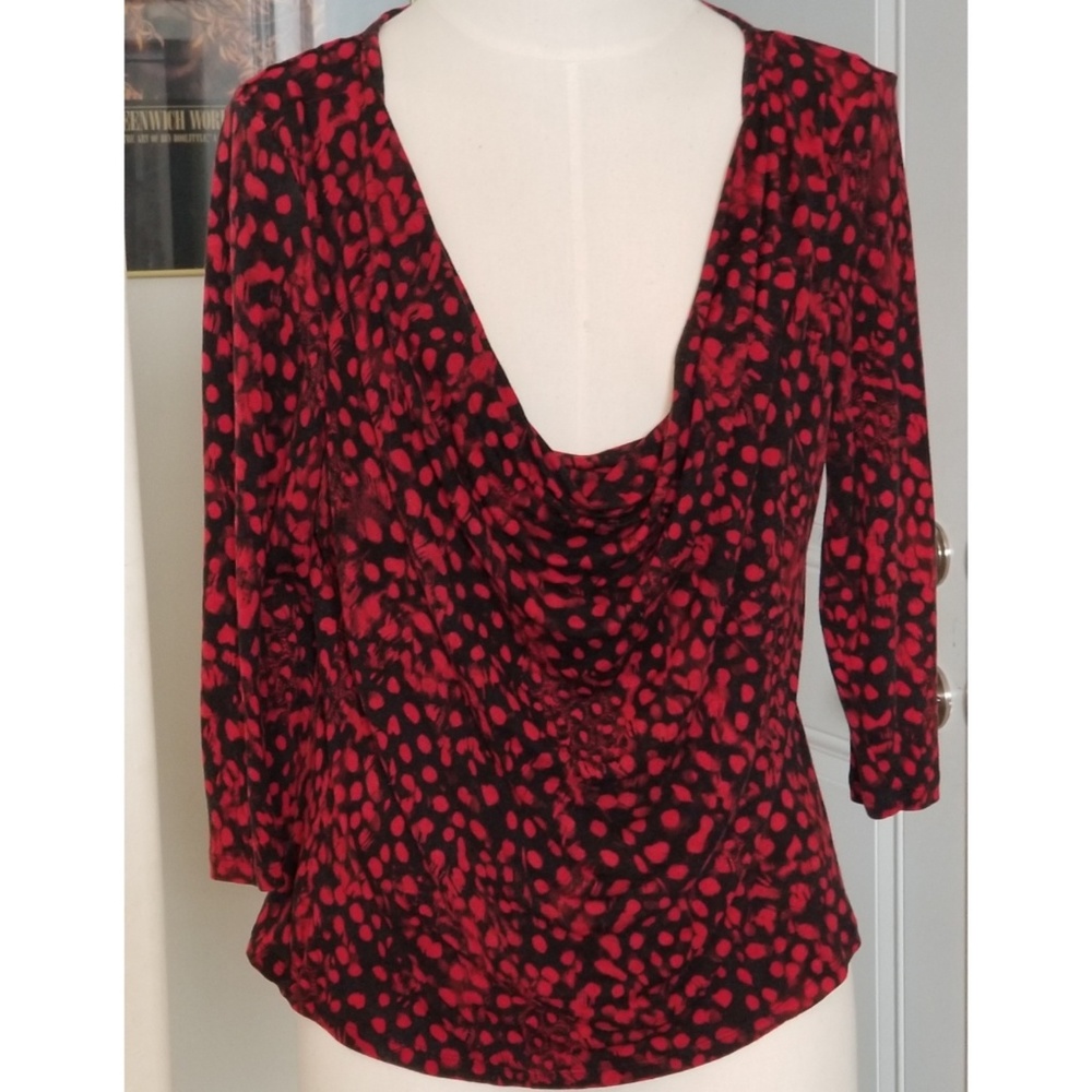 Michael Michael Kors top red black rayon sz L EUC
